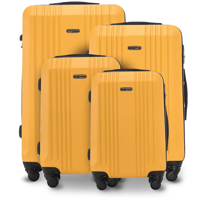 Zestaw 4 walizek 18", 20",24",28" Duża XL Bagaż podróżny twarda skorupa wymiary ok. 75x47x27 cm / 66x42x24 / Walizka kabinowa 56x38x22 cm / 55x38x20 cm ABS+, Regulowana rączka teleskopowa,kółka 360°, Szyfrowy zamek, Bagaż podręczny kolory do wyboru