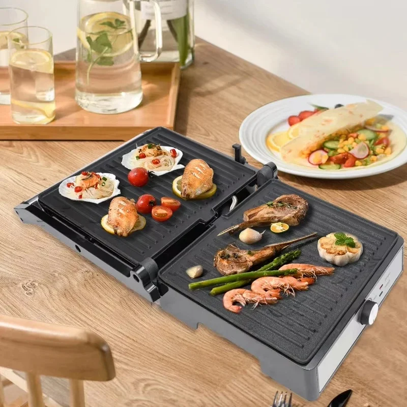 PBOBP Hot Sale Professional Detachable Electric Grill Non-stick Smokeless Korean Bbq Port Table Contact Press Grill