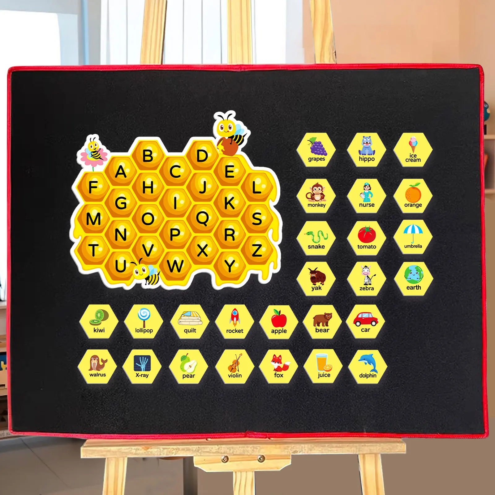 Honeycomb Letter-Matching Game，Early Childhood Educational Felt Toy，Montessori Learning, Letter Recognition, Ages 3+