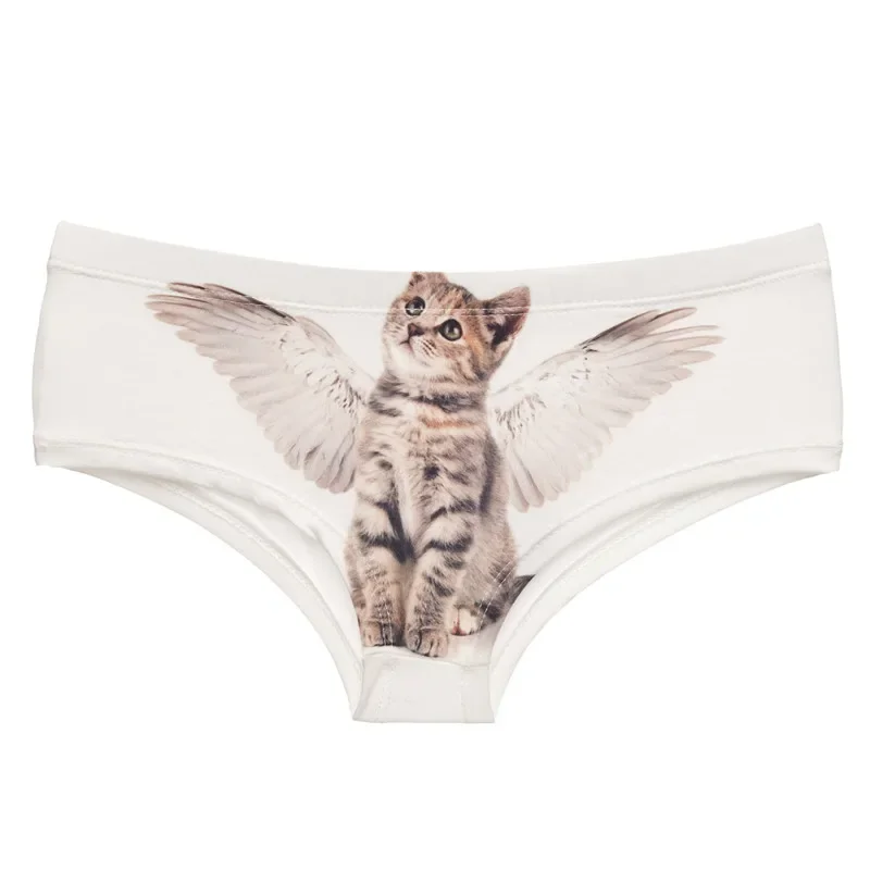 DeanFire Kawaii 3D majtki damskie bielizna ANGEL CAT nadruk kreskówkowy piękne figi Push Up bielizna stringi dla kobiet — zdjęcie 2