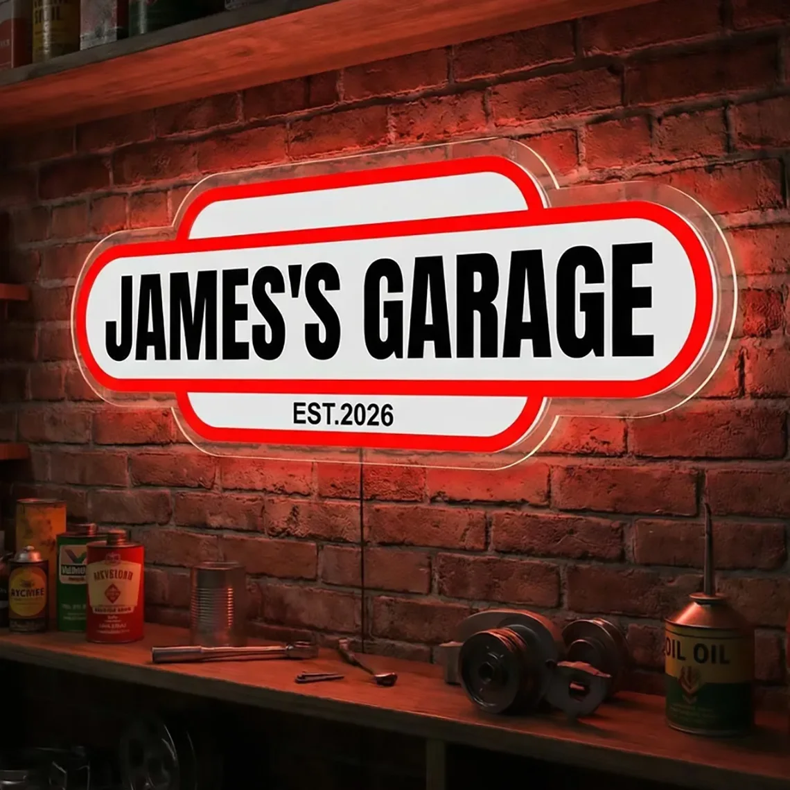Custom Garage Neon Sign Man Cave Signs Garage Bar Decor Workshop Sign Gift for Dad