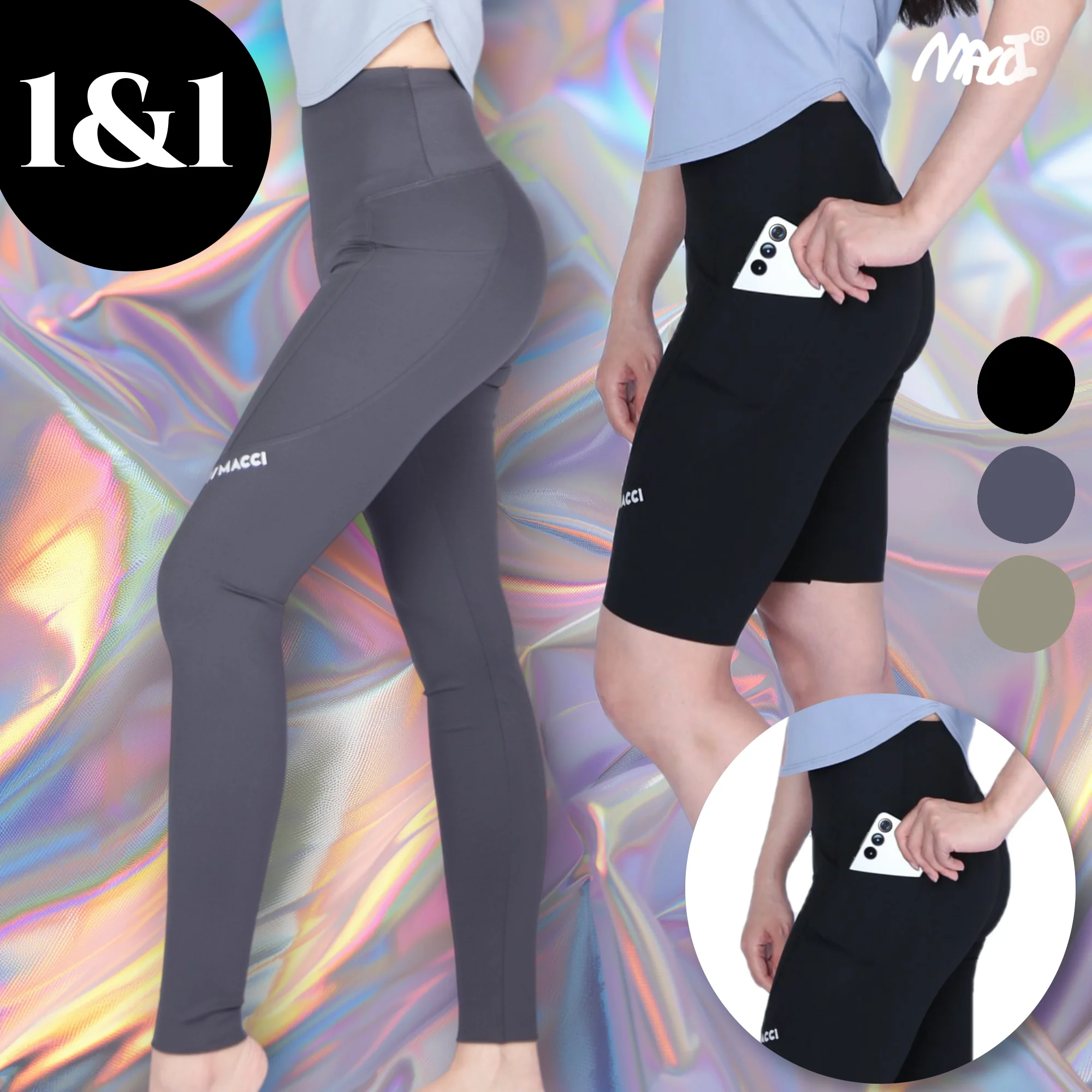 [Set of 2] [Macci] Marchi Part 5/Part 9 Leggings 2in 1PACK high-Weet no Y Seonless pocket hip-up leggings south Korea