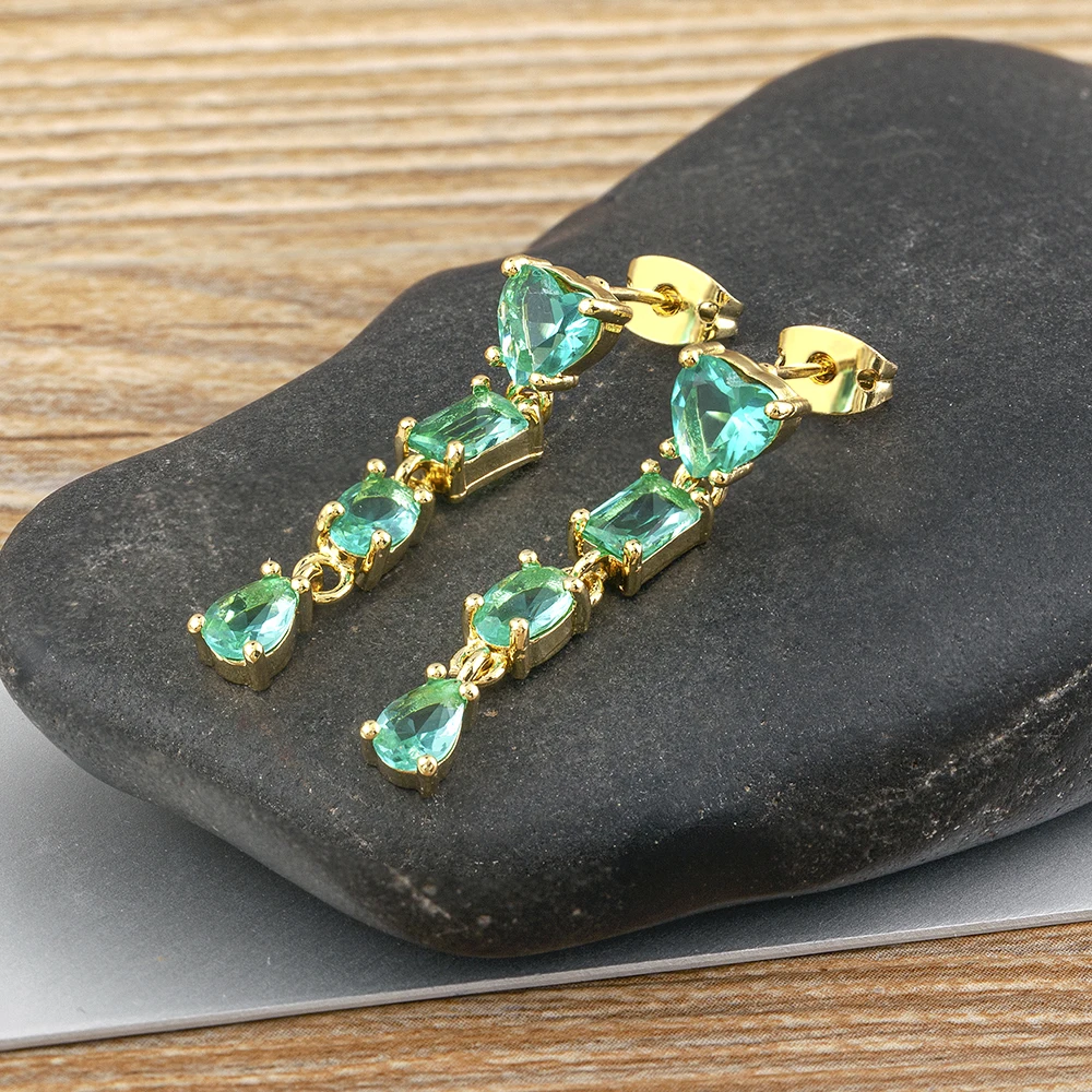 AIBEF серьги-капли в форме сердца с каплями воды, роскошные серьги-капли со стразами, медным кубическим цирконом, женские ювелирные изделия с кристаллами, темперамент для девочек