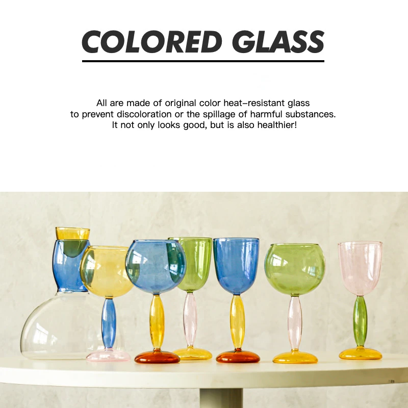 High Borosilicate Creative Multicolored Wine Goblet Glass Bordeaux Glass Mug Burgundy Champagne Wine Glasses Cocktail Glass