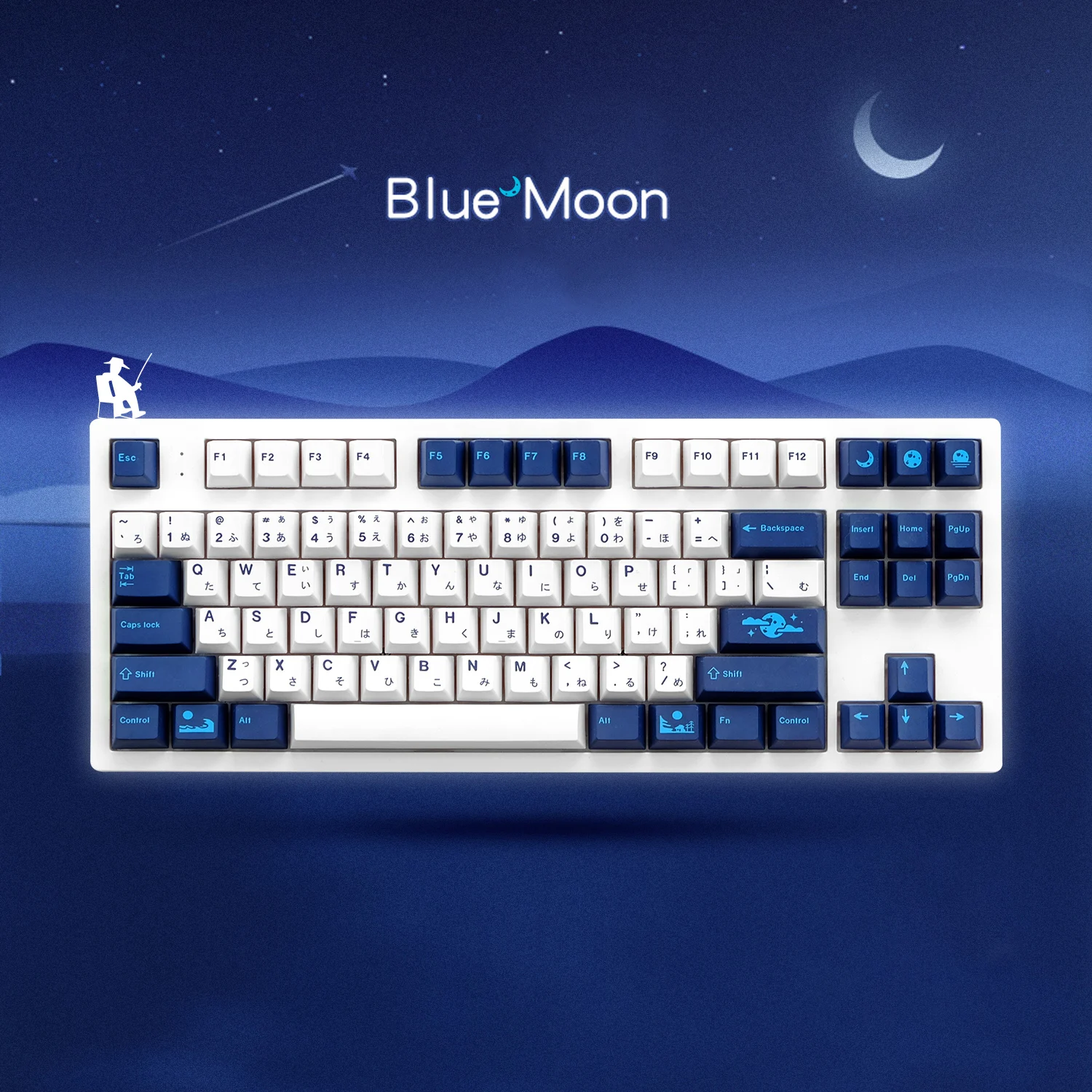 

134 Keys Blue Moon Keycaps Cherry Profile PBT Dye Sublimation Mechanical Keyboard Keycap For MX Switch 1.75U 2U Shift 6.25U 7U