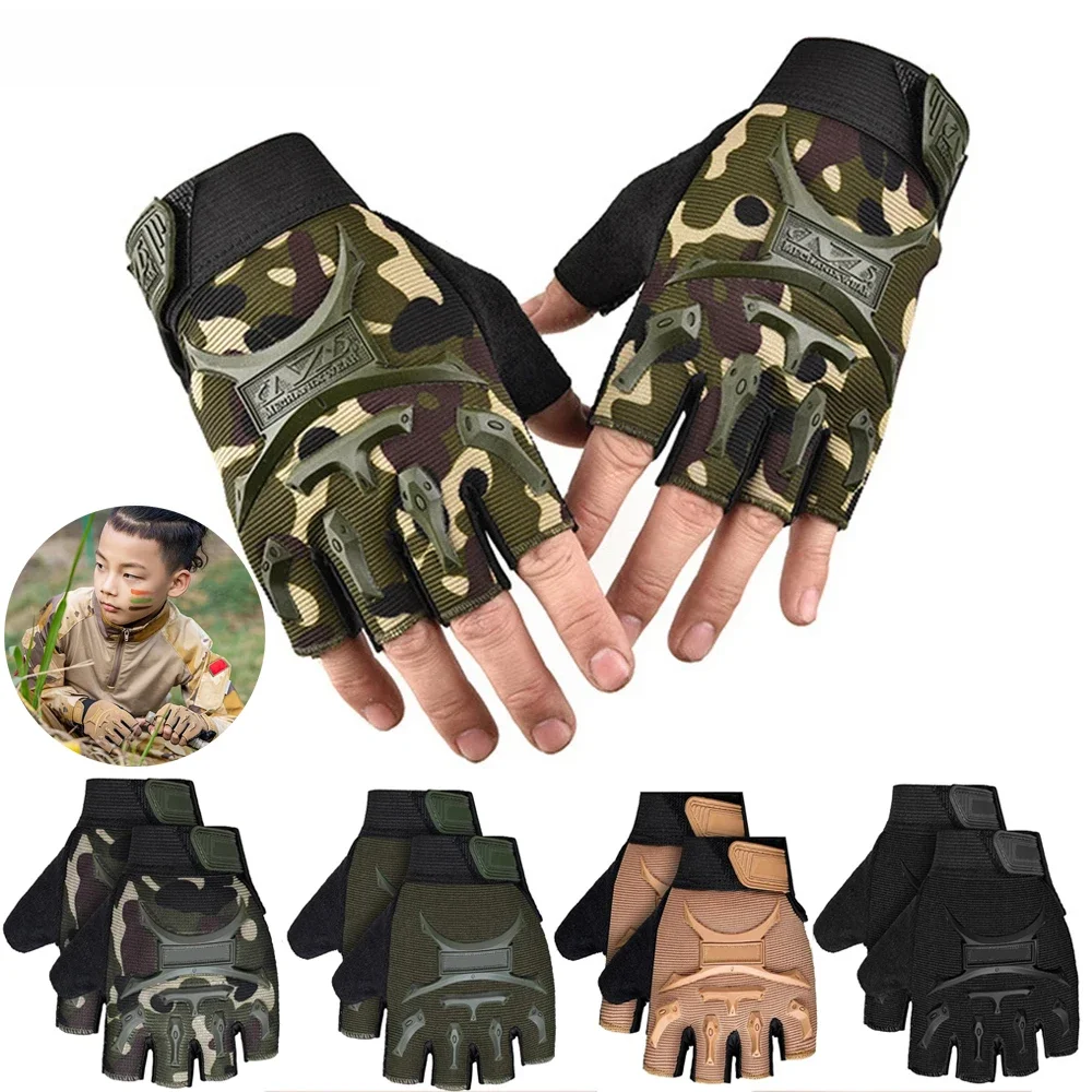 AliExpress Children Cycling Gloves Kids Half Finger Gloves Bicycle gloves Elastic Non-slip Child Kid Bike Glove