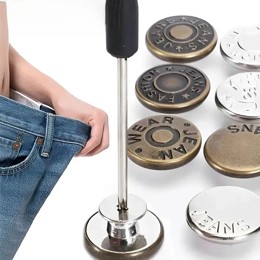 Lèvent de rechange en métal pour jeans, sans couture, vis, bouton, kit de réparation, sans clous, perfecJean, boucles, vêtements, pantalons, épingles, 17mm, 10 pièces