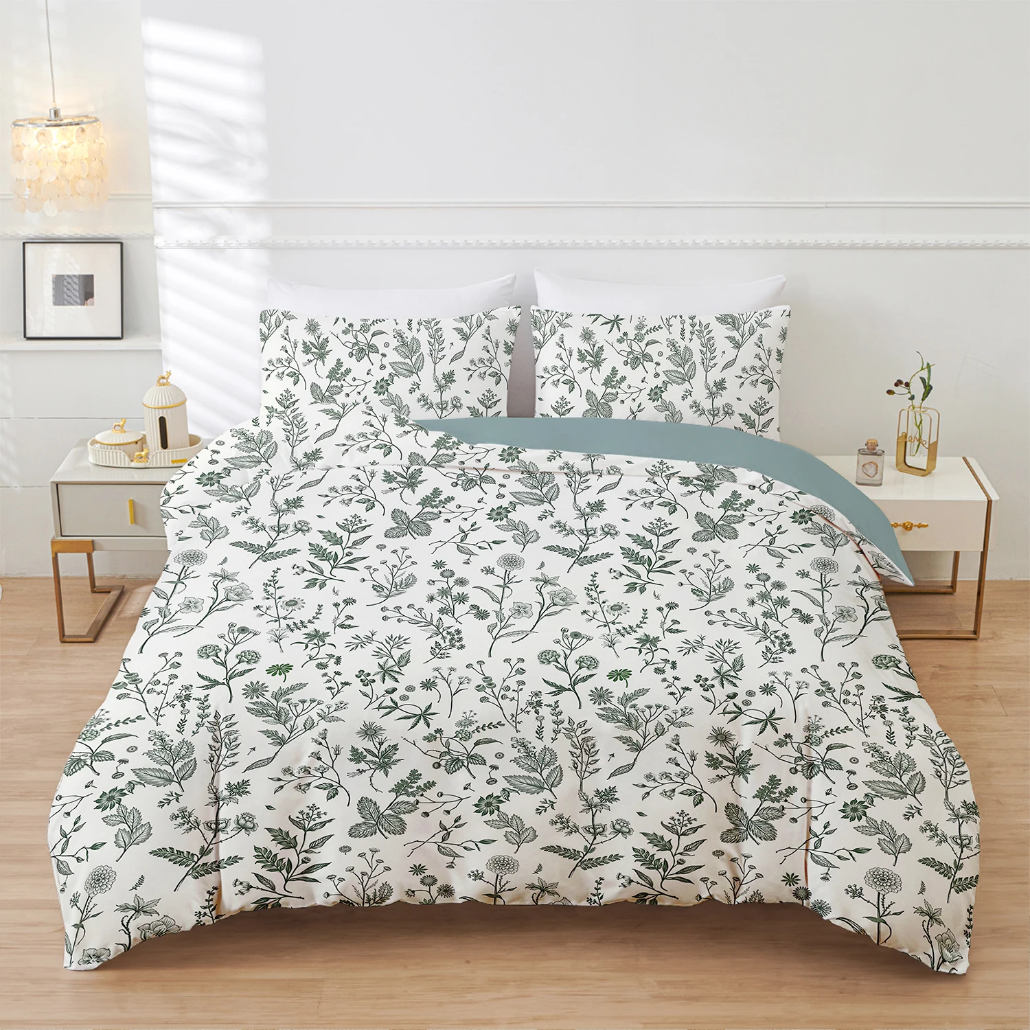 Biancheria da letto 135x200, 200x200, con motivo floreale, ideale per chi soffre di allergie.