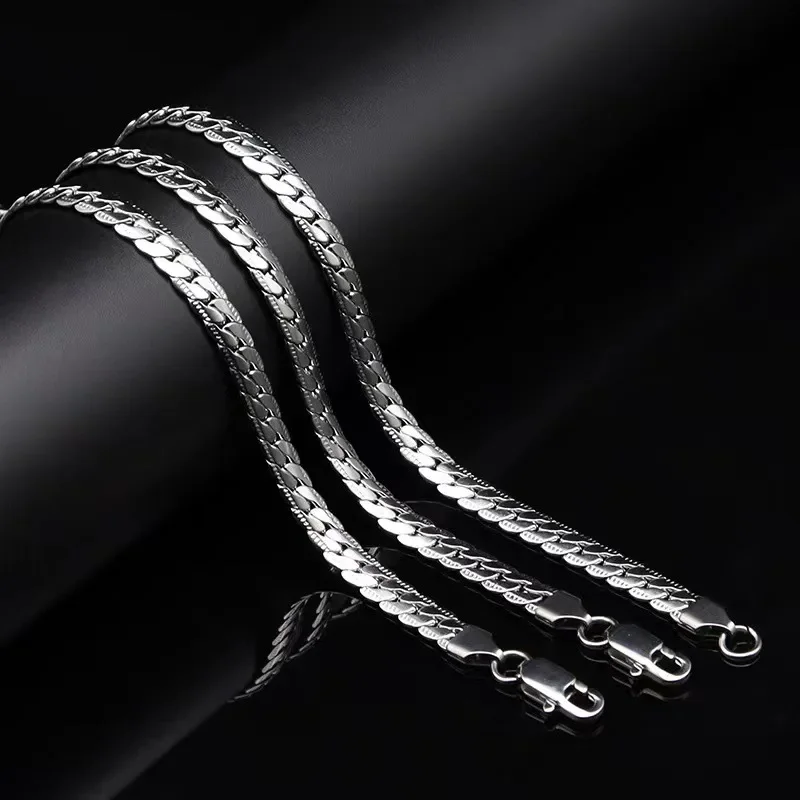 20-60 cm 5mm couleur argent marque de luxe design noble collier chaîne pour femme hommes mode mariage fiançailles bijoux