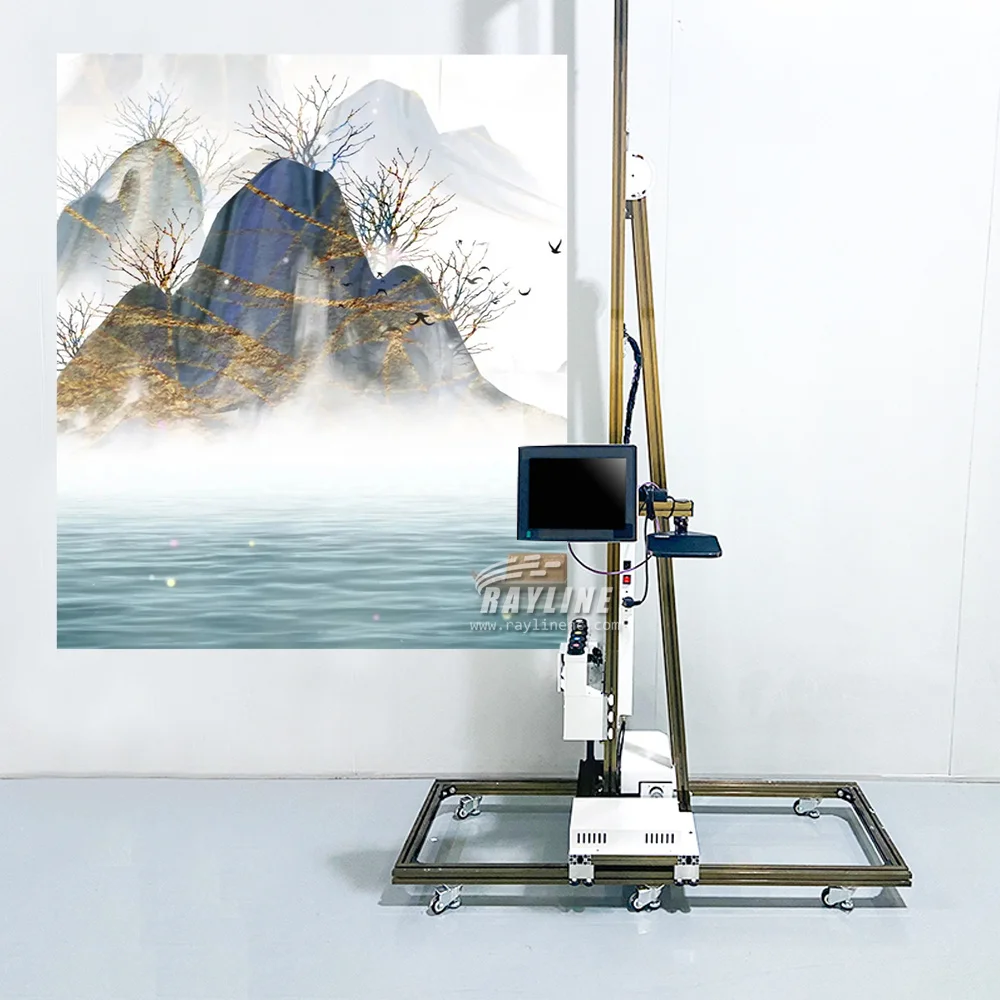 طابعة حائط عالية السرعة مع قضبان مزدوجة DX7 رأس الطباعة ثلاثية الأبعاد قلم حائط آلة طابعة حائط عمودية للخلفية