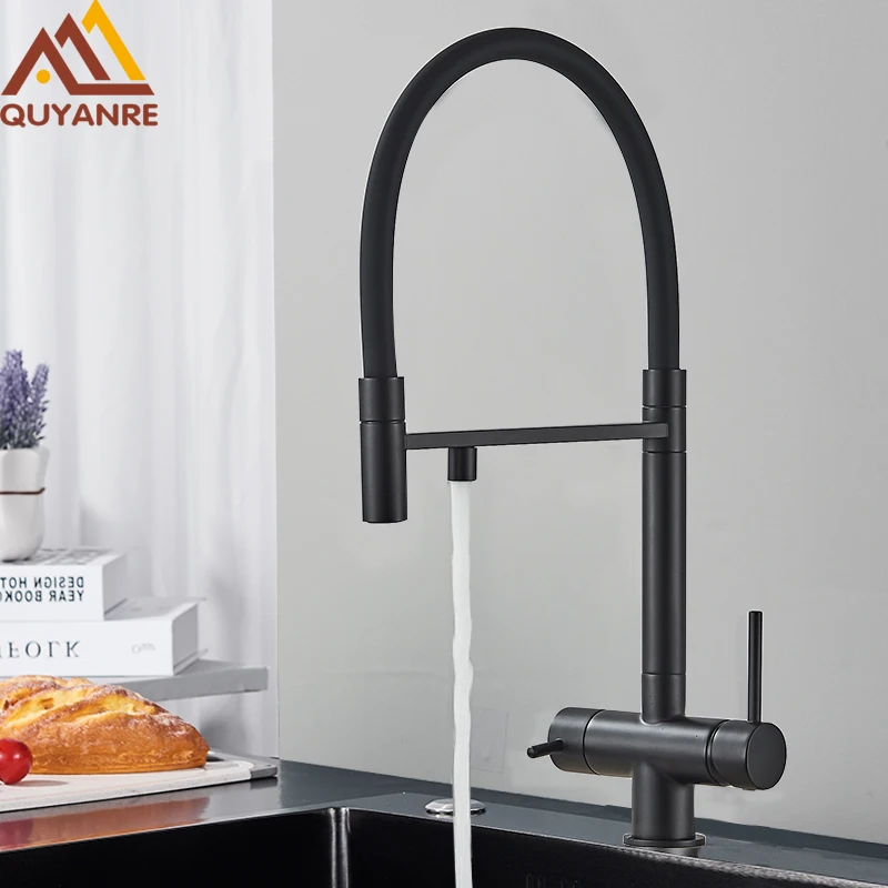 Black Grey Filtered Kitchen Faucet Water Filter Kitchen Faucets Filter Faucet Mixer Water Purification Water Drinking Water Taps