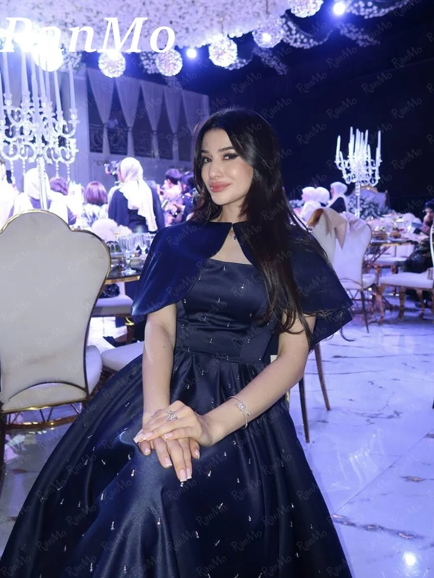 Ranmo Bead Saudi Dubai Mermaid Prom Dresses Satin Long spaghetti strap Sleeveless Long Vestidos De Fiesta Elegant Customized
