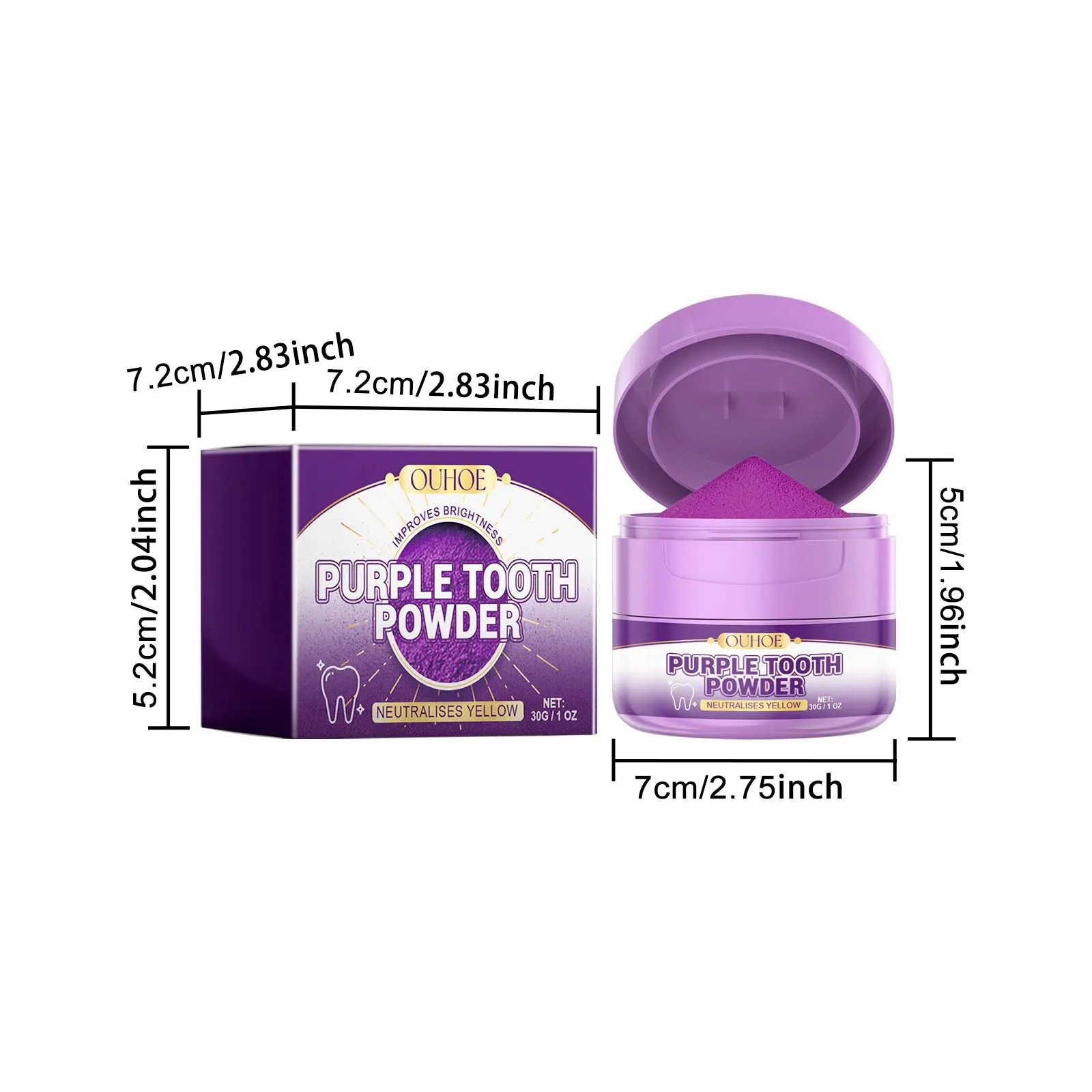 Ouhoe 30g poudre de blanchiment des dents nettoyage buccal élimination des dents jaunes correcteur de couleur haleine fraîche hygiène blanchiment des dents poudre