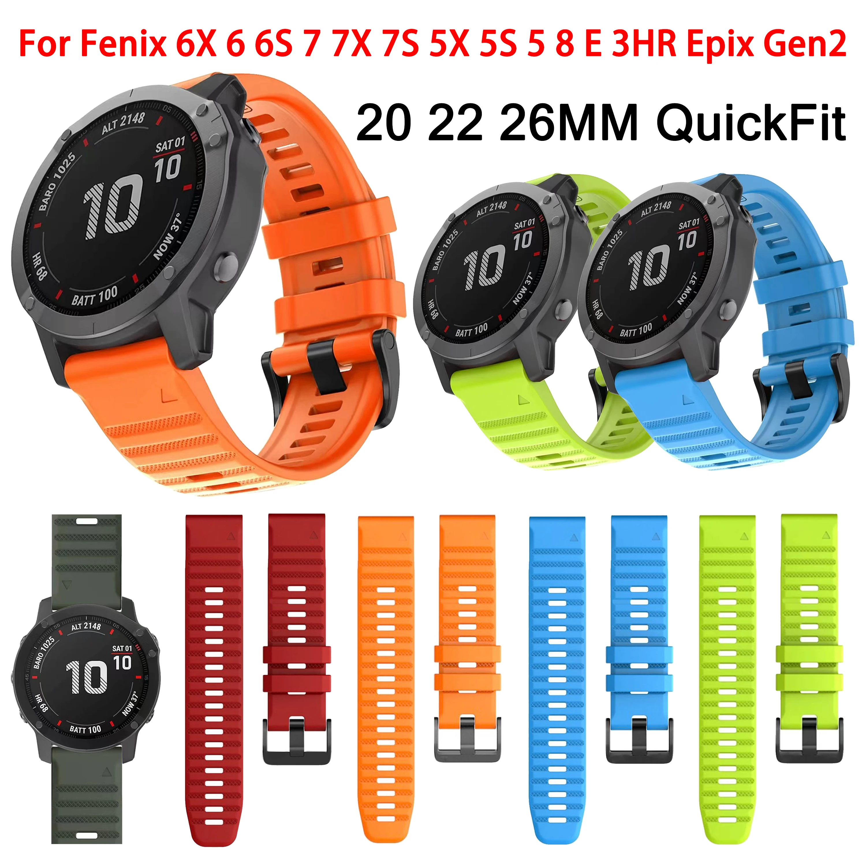 

20 22 26MM QuickFit Watch Strap For Fenix 6X 6 6S 7 7X7S 5X 5S 5 8 E 3HR Epix Gen2 Forerunner 935 945 51mm replacement watchband
