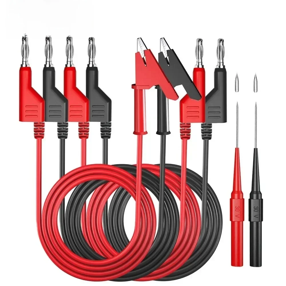 Aleqee-Kit de fils de test multimètre pour touristes, 4mm, gels empilables, prise, pince crocodile, directions avec sondes de test illac 1000V 15A