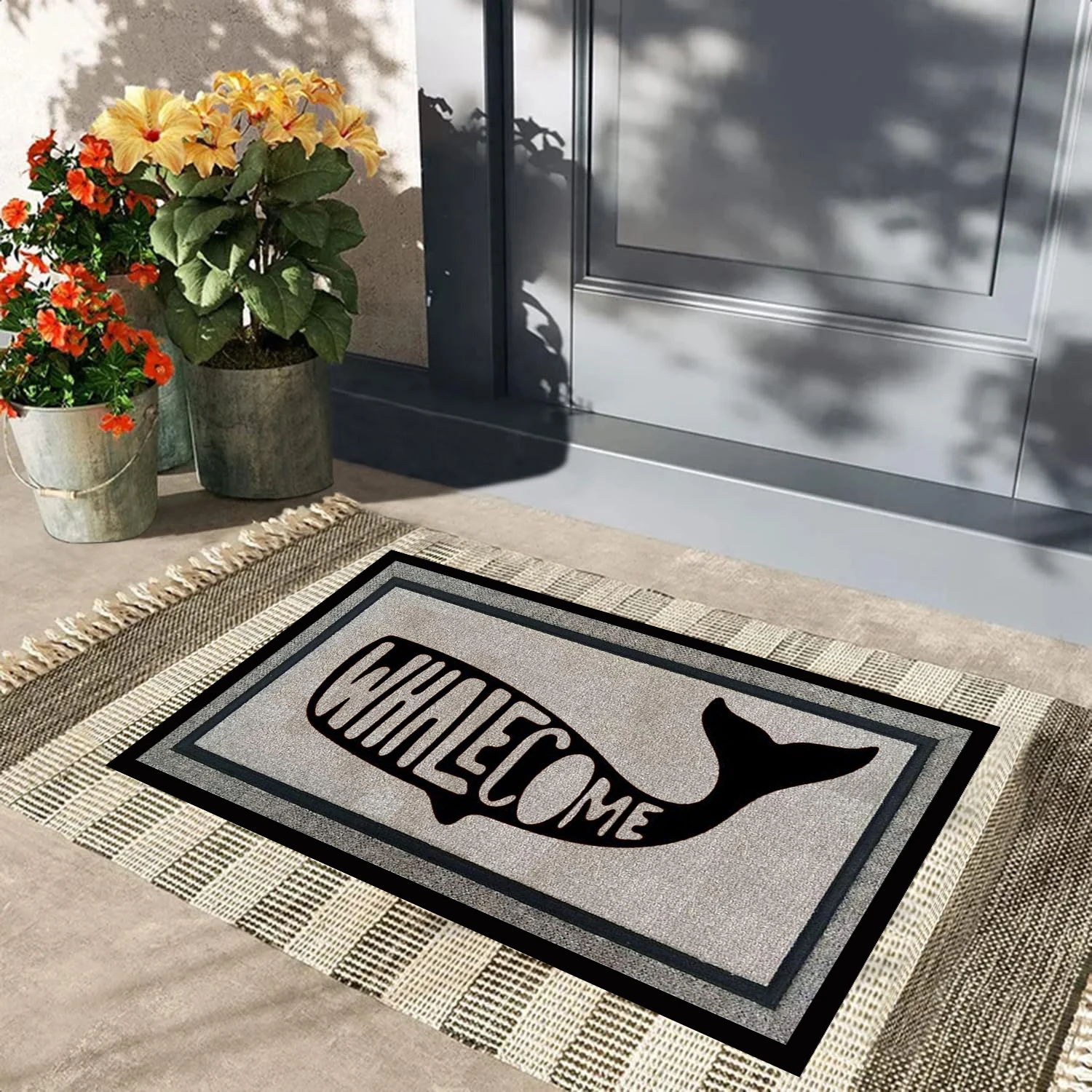 Whalecome Welcome Doormat Rubber Bathroom Kitchen Mat Garden Garage Door Floor Mat Non-Slip Carpet Entrance Rug