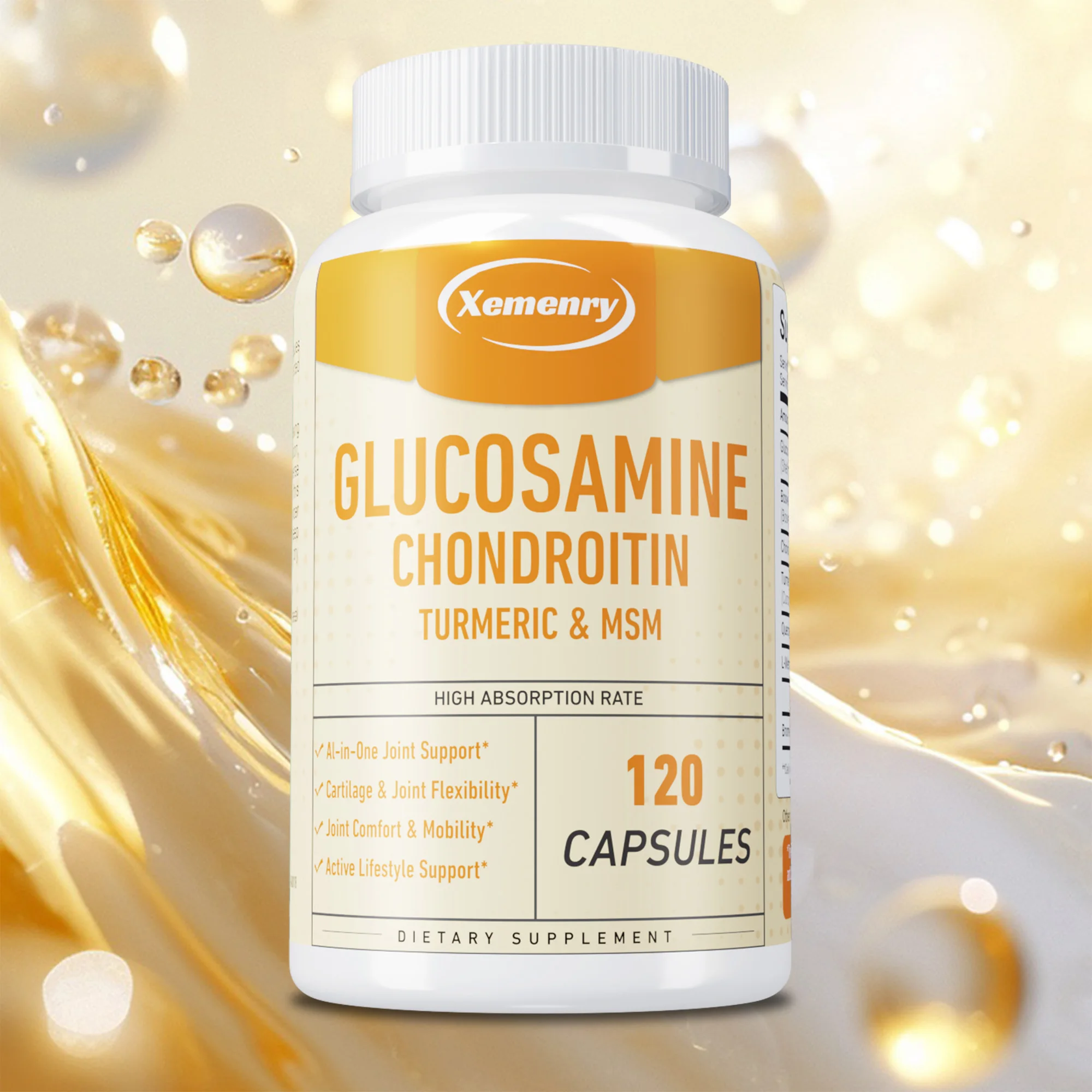 Glucosamine Chondroitin - with MSM & Turmeric - Joint Support, Cartilage Health, Strong Bones - 120 Capsules