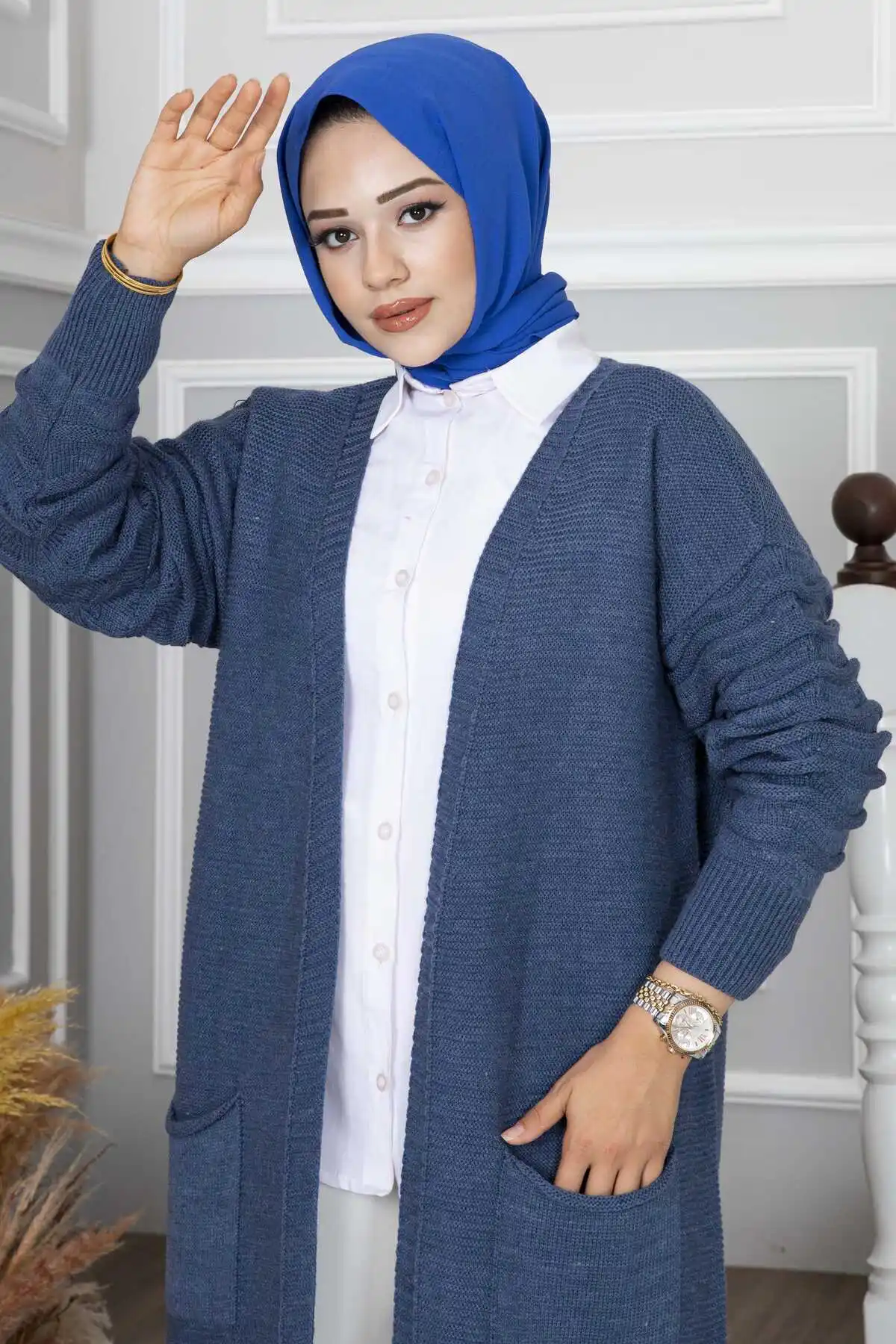 

Knitwear Hijab Cardigan Muslim Fashion Hijab Dubai Abaya Long Dresses Women With Sashes Islamic Clothing African Kimono