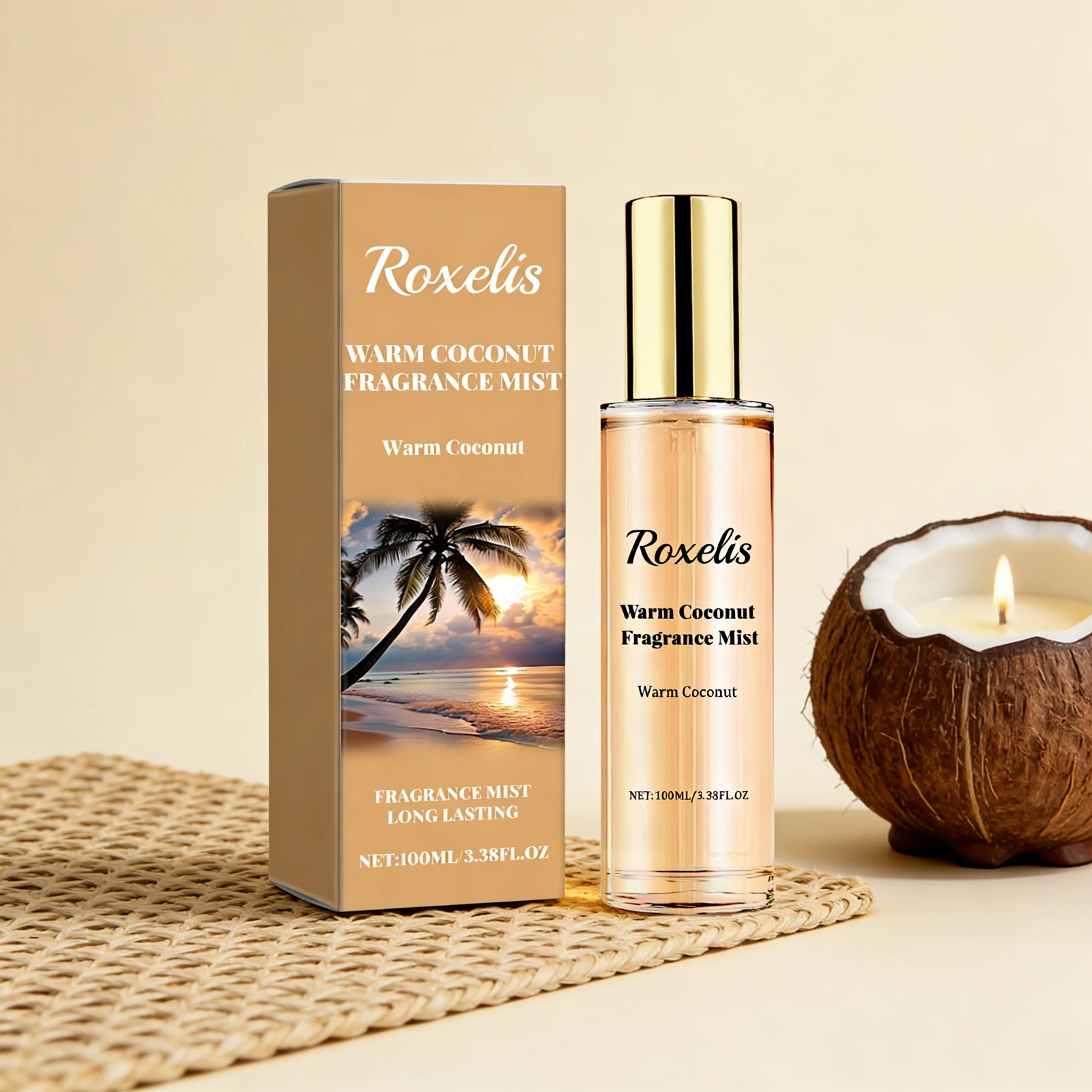 

Roxelis 100ml Coconut Passion Perfume Spray Fresh Natural Long Lasting Fragrance Romantic Scent Ideal for Dating Portable
