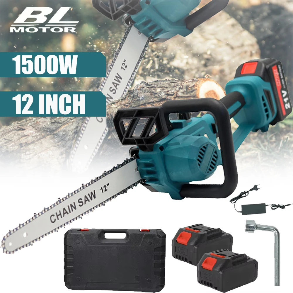 OWJHE Sega a catena elettrica da 12 pollici senza fili senza spazzole Utensili elettrici da taglio per legname ricaricabile per batteria Makita 21V