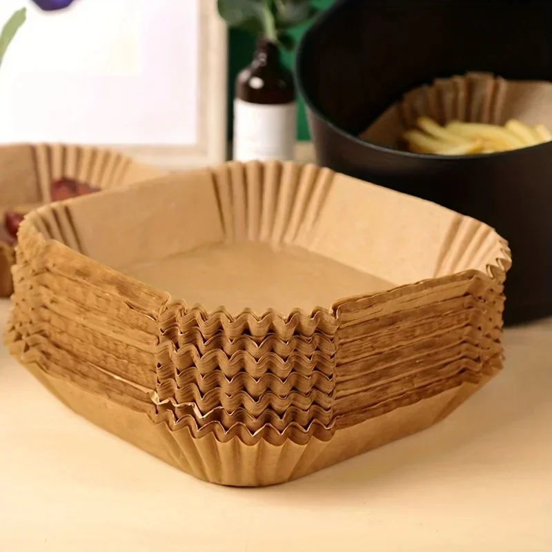 Mini revêtement carré de friteuse à Air en papier d'huile de Silicone, 50/100 pièces, adapté à la plupart des friteuses à Air, friteuse à Air antiadhésive