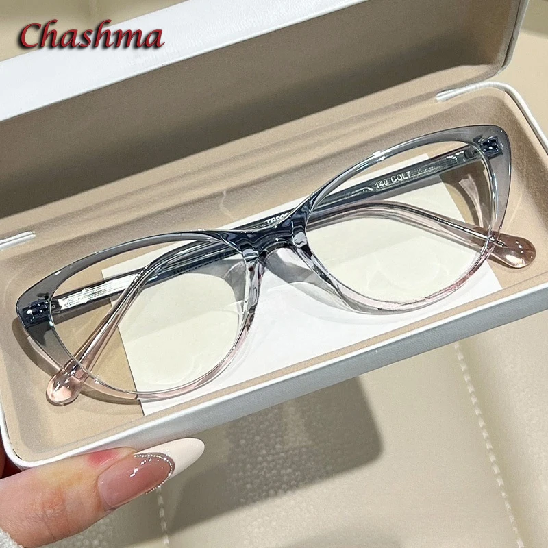 Chashma Prescription Glasses Women Cat Eye Elegant Fashion TR90 Optical Eyeglasses Frames for High Recipe Eyewear Spectacles