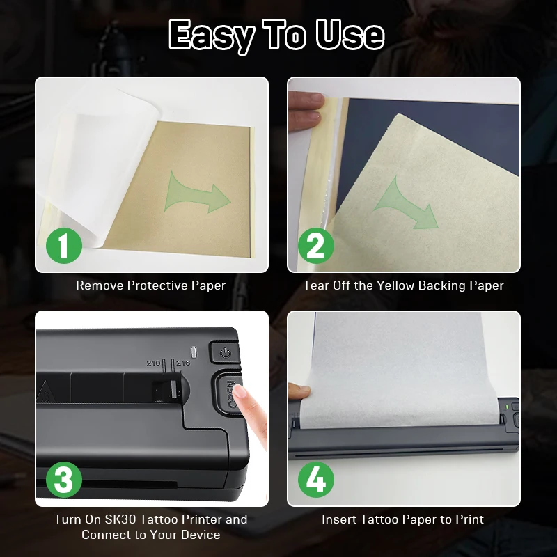 KAYSION Tattoo Transfer Paper A4 Stencil Paper, 4-Layer Transfer Stencil, Supplies, Compatible with ITP05/M08F/P90/MHT-P8009