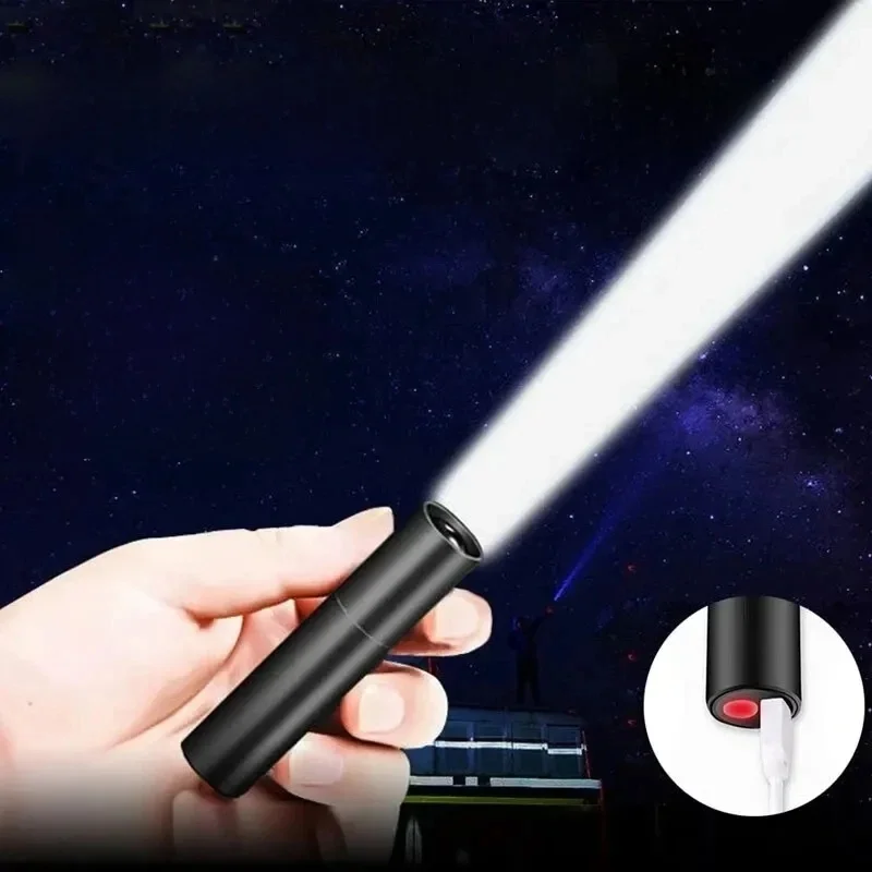 Mini lampe de poche n'aime télescopique, 3 modes d'éclairage, torche aste par USB, étanche, lampes de poche iniques, lampe torche portable extérieure