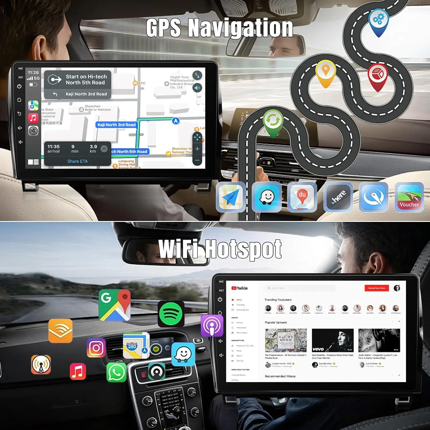 لتويوتا تندرا 2007-2013 وتويوتا سيكويا 2008-2019 راديو 10.1 بوصة تعمل باللمس راديو السيارة اللاسلكية أبل CarPlay أندرويد Aut