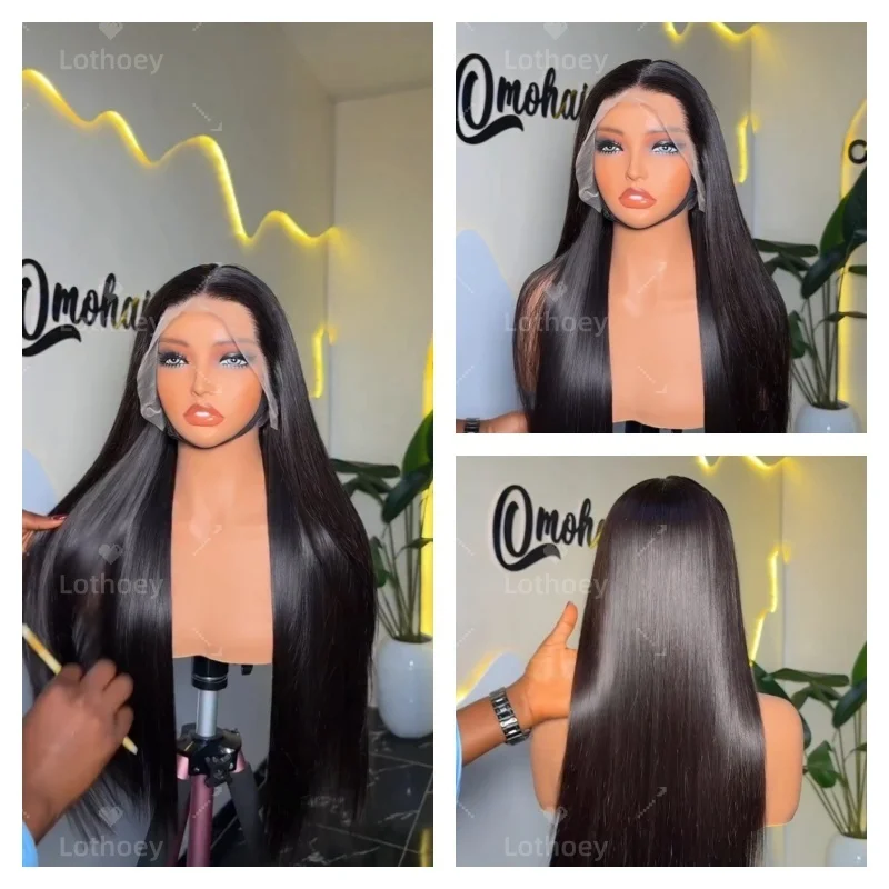 360 풀 레이스 가발 인모 글루리스 프리 플러킹 브라질리언 스트레이트 5x5 13x4 레이스 프론탈 가발 여성용