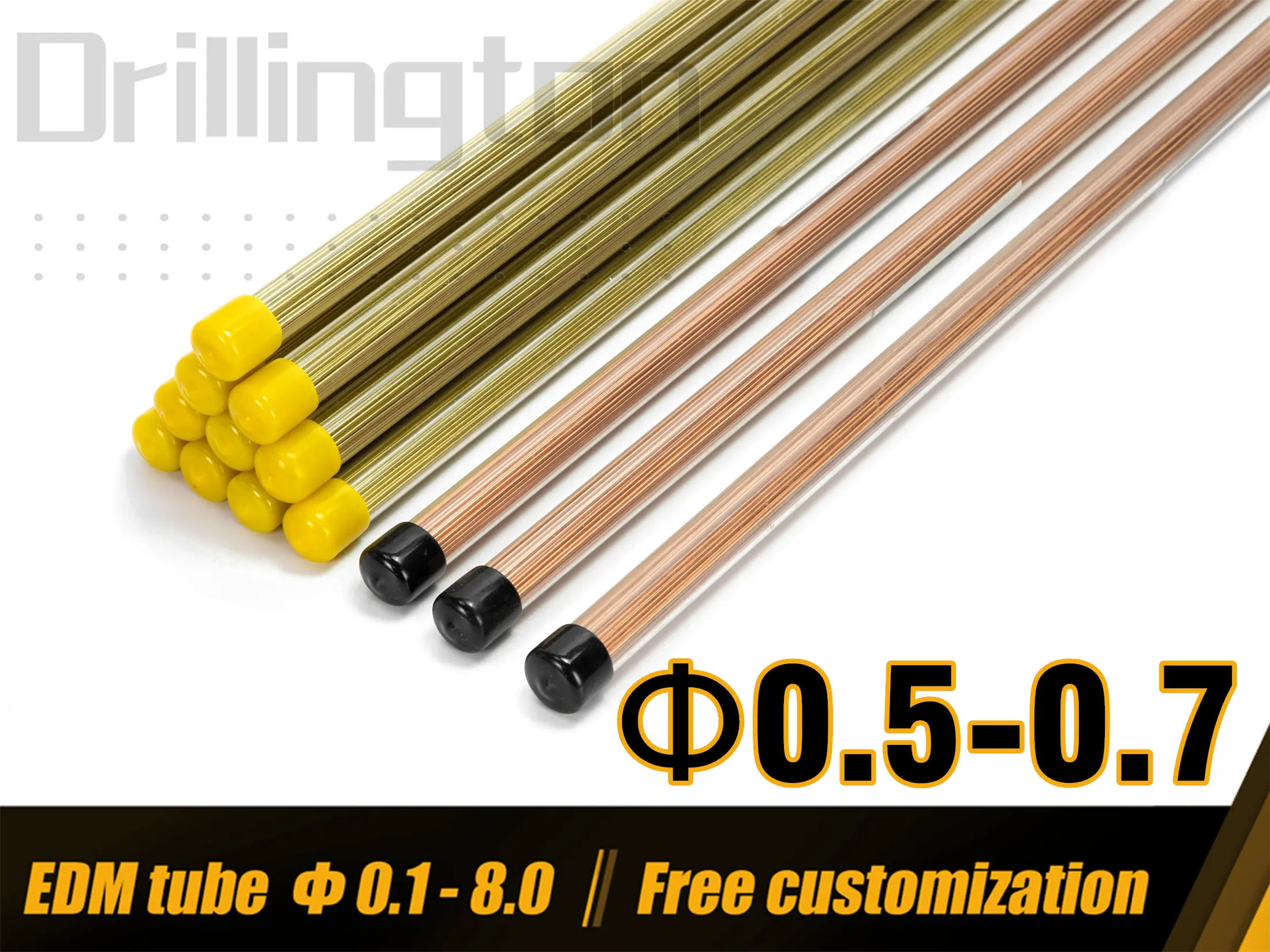 Drillington EDM Tube Brass Copper Tubes High Precision 0.5mm 0.6mm 0.7mm Single Hole Electrode Tube for EDM Machine