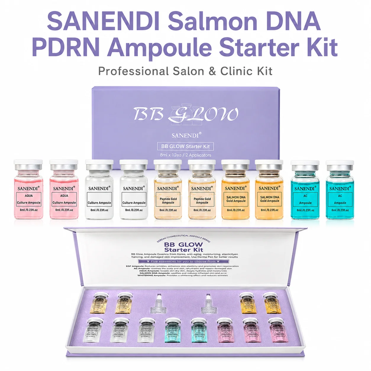 SANENDI Salmon DNA PDRN Ampoule Starter Kit Peptide Complex Professional Salon Kit For Korean Moisturizing Facial Care Set