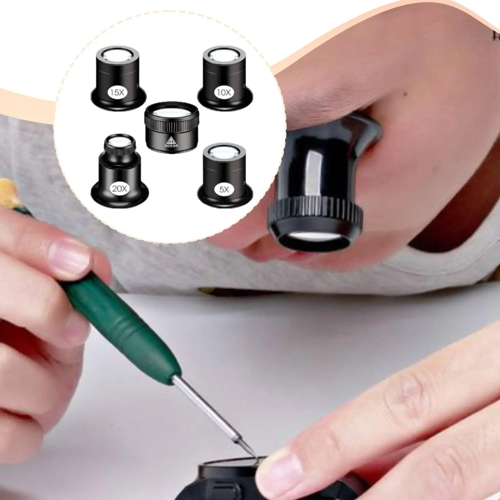 5x Jewelers Eye Loupe Set Premium Magnifying Watchmakers Magnifiers Watch Repair Tools Jewelers Eye Loupe Set for jewelers