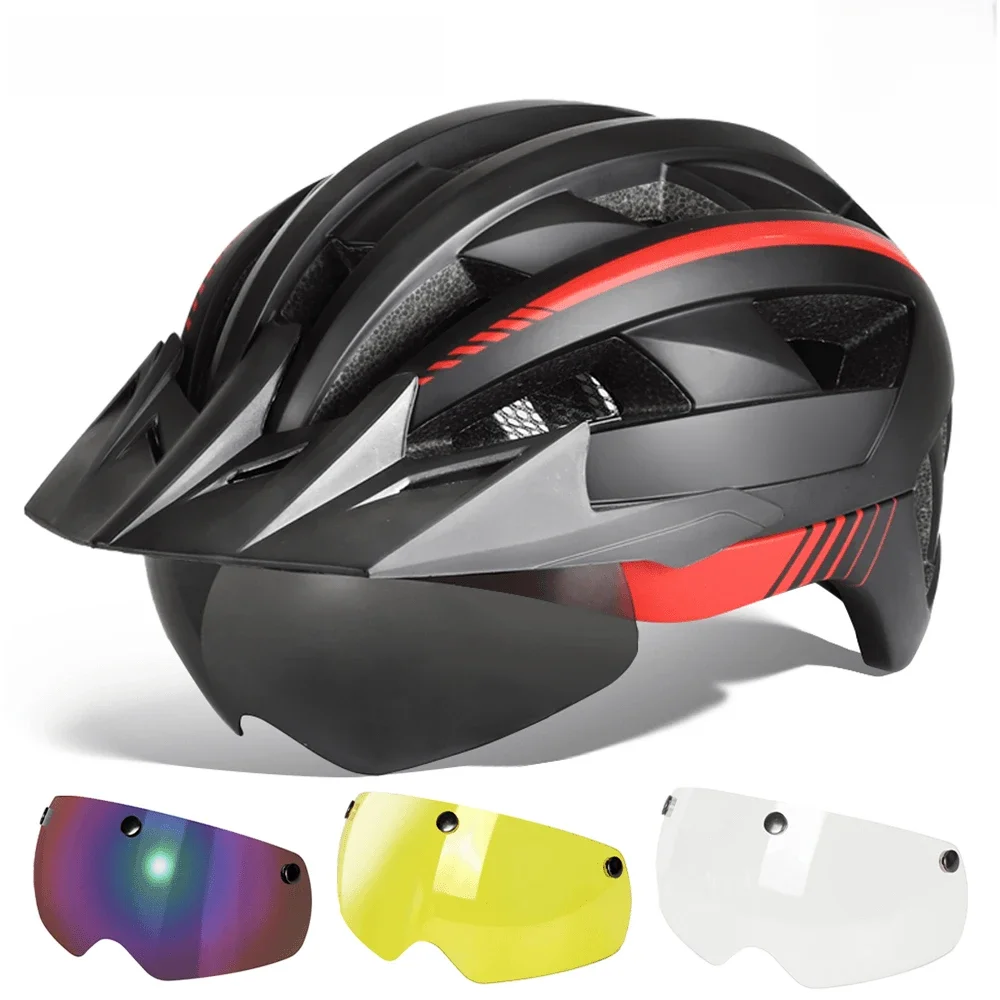 AliExpress Victgoal VICTGOAL MTB Bike Helmet Sun Visor Goggles Men Women Bicycle Helmet Taillight Magnetic Glasses Electric Scooter Cycling Helmets