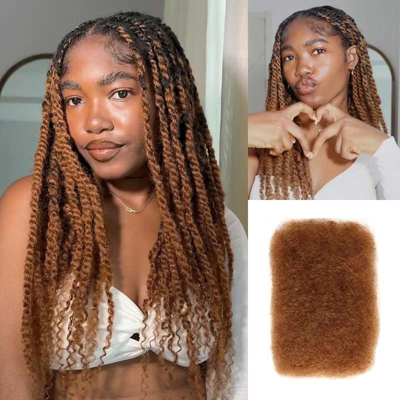 Peruvian Bulk Hair No Attachment Afro Kinky Curly Human Hair Bulk Rebecca Queen Virgin Remy Dreadlock QVR 30# Brown Braids Hair