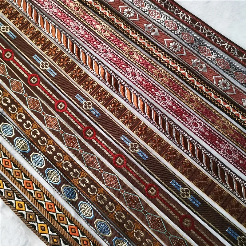 5 Yards 5/8“ 10MM ~ 17MM Gold Silber Braun bestickte Jacquardbänder Besatz Dekoration für Haustierhalsbänder Schuhe Kleidung Spitze Nähen
