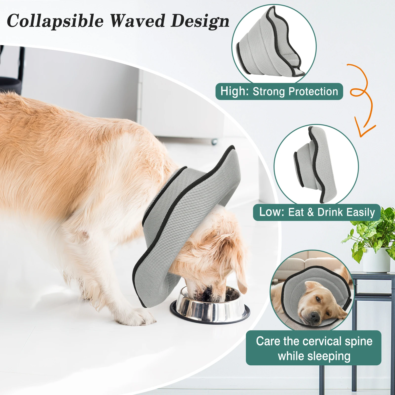 VavoPaw Dog Cat Cones Recovery Collar, Soft Mesh Elizabethan Collar, Breathable Dog Surgery Recovery Collar, Dogs After Surgery