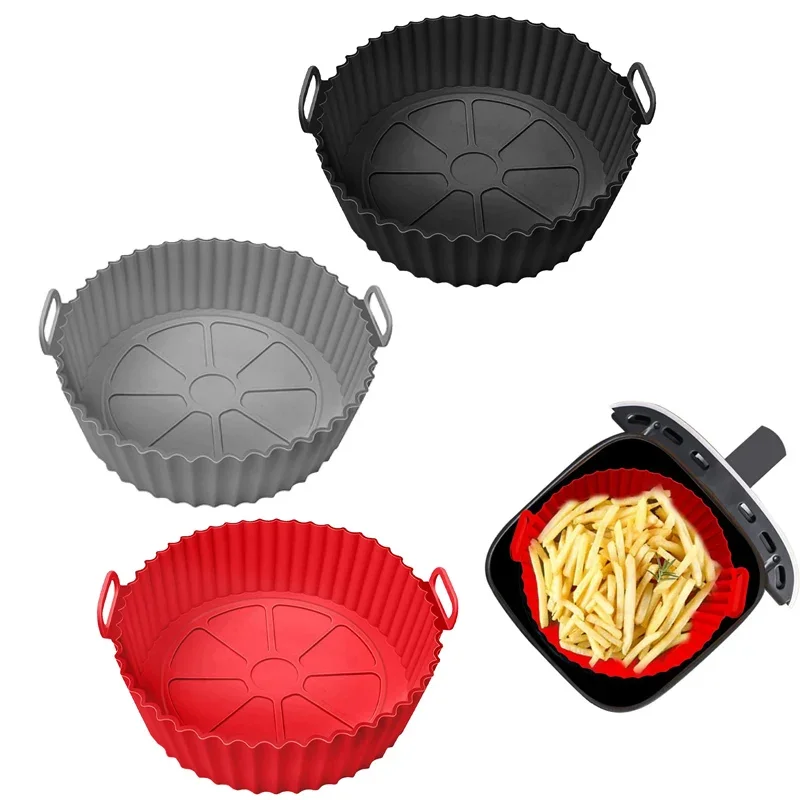 Doublures en Silicone pour friteuse à Air, Pot en Silicone réutilisable, sans danger pour les aliments, panier de friteuse à Air antiadhésif
