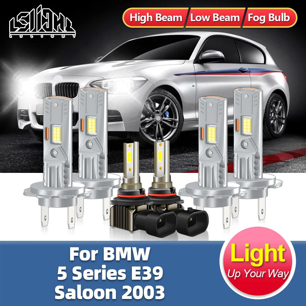 2/6Pcs For BMW 5 Series E39 Saloon 2003 LED Car Headlight Bulb 30000LM High Low Beam Headlamps 6000K Fog Lamp to Replace Halogen