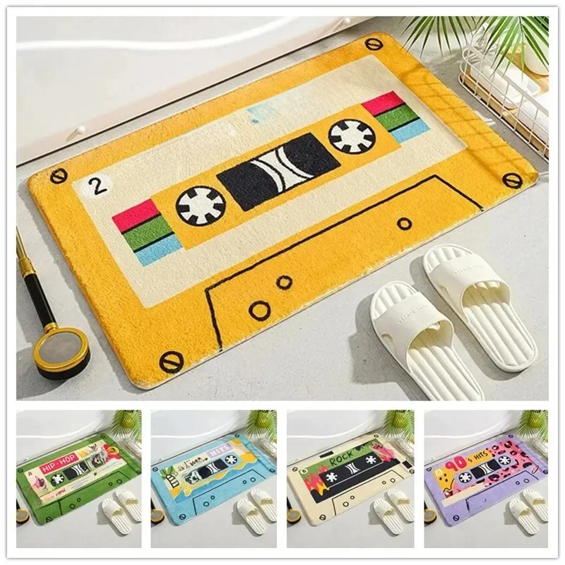 Paillassons de bande de musique à cassette, tapis rétro classique, polymères de bain, maison, chambre à coucher, toilettes, tapis de sol coordonnants, HOKitchen