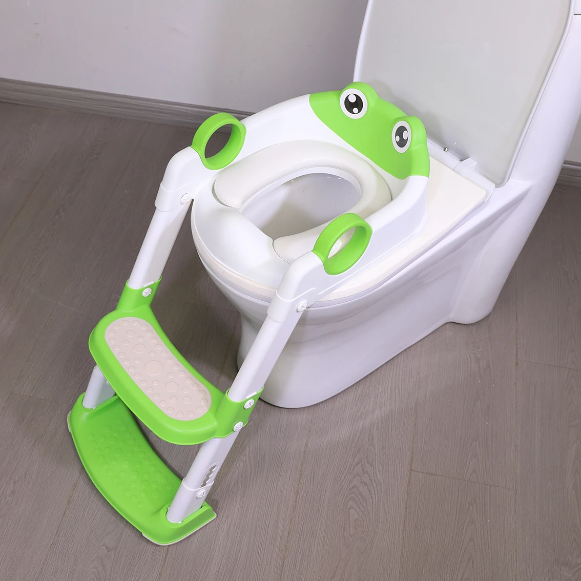 Siège de toilette d'entraînement de pot de bébé de coussin doux avec l'échelle de tabouret d'étape conception écologique