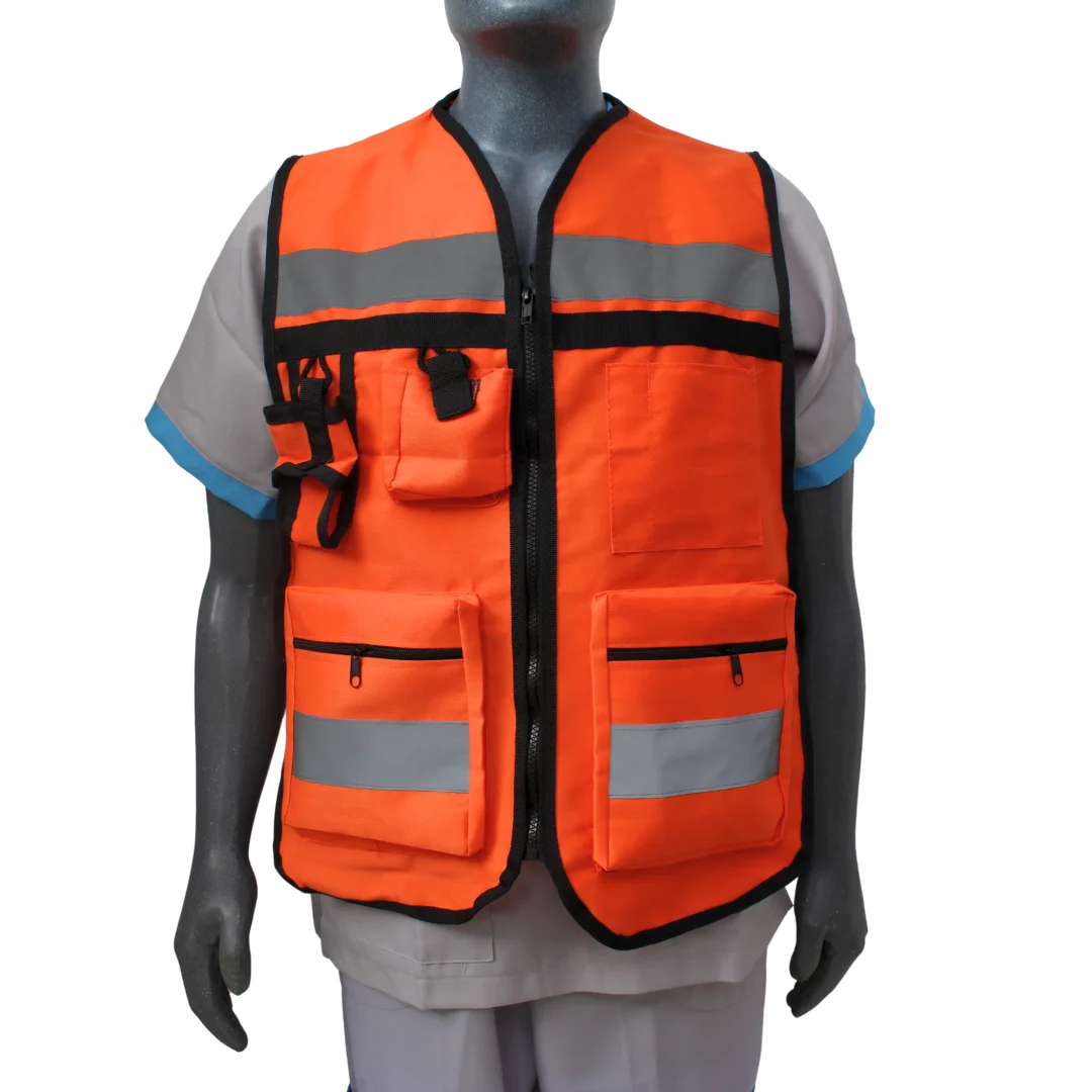 Brigadista Type Industrial Safety Vest with Reflective Textile and Open Sides