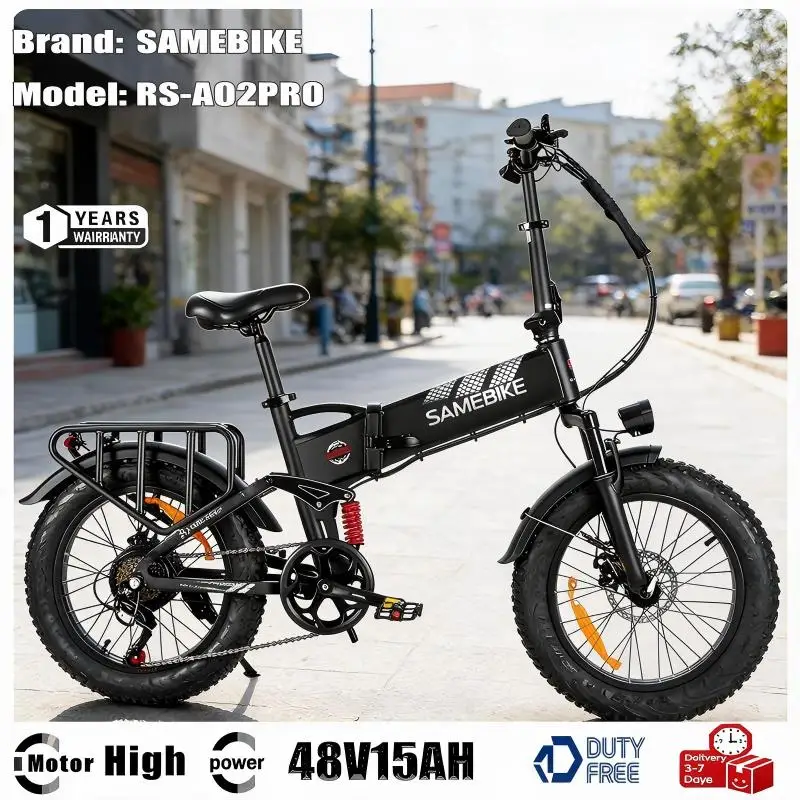 Image of Samebike RS-A02 Pro Faltbares Elektrofahrrad für Erwachsene 20x4,0 Zoll Fatbike Mountainbike mit 48V 15Ah Abnehmbarem Akku