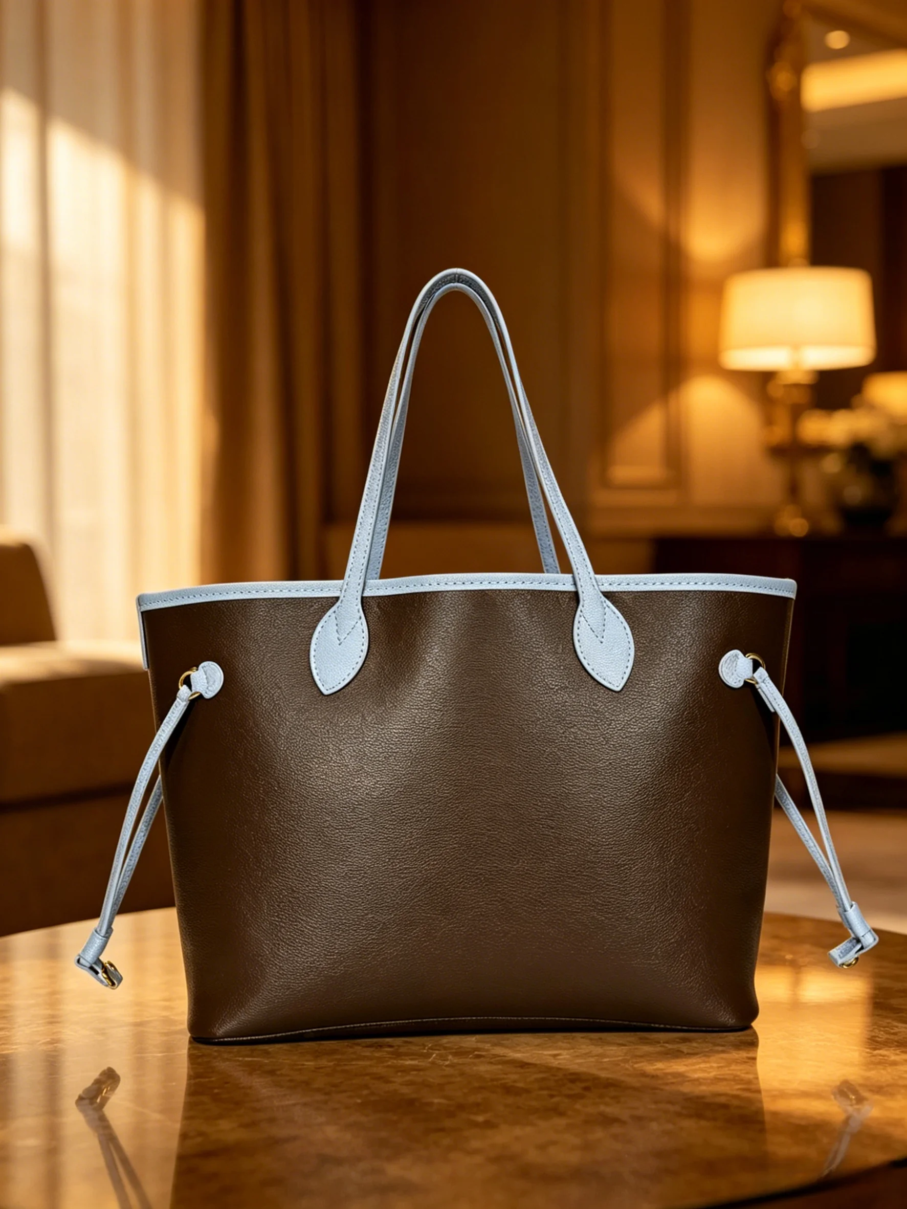 

2026 New Women's Color Block Tote Bag Side Drawstring Large Capacity Commute Handbag 31X28cm ZX8727
