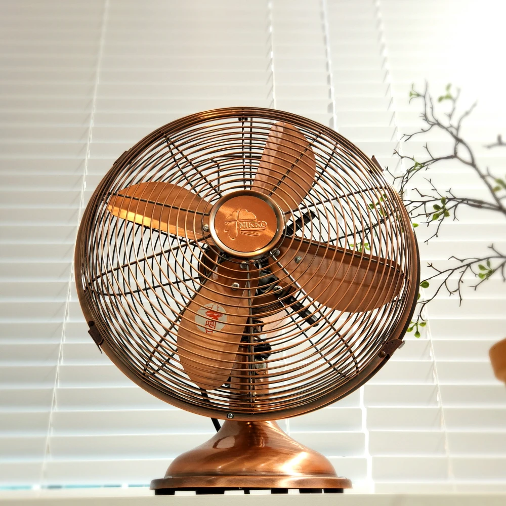 نيكو مروحة معدنية برونزية نحاسية منضدية تصميم داخلي ديكور ريترو نيوترو مروحة جميلة للمنزل مكتب متجر Insta Sensitive Nkf-1213B