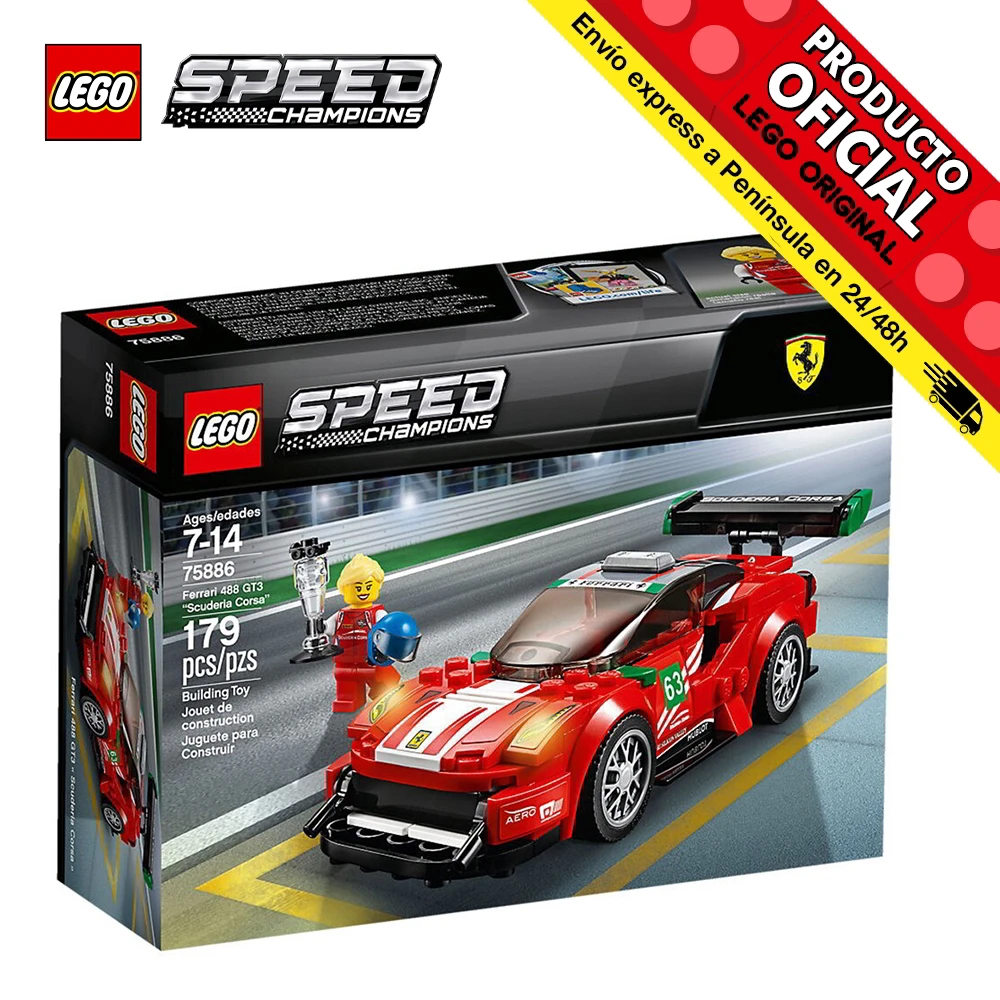 Lego Speed Champions - Ferrari 488 GT3 “Scuderia Corsa”, 75886, toys, boys, girls, blocks, pieces, original, store, official license, new, bricks, gift, male Female Adult