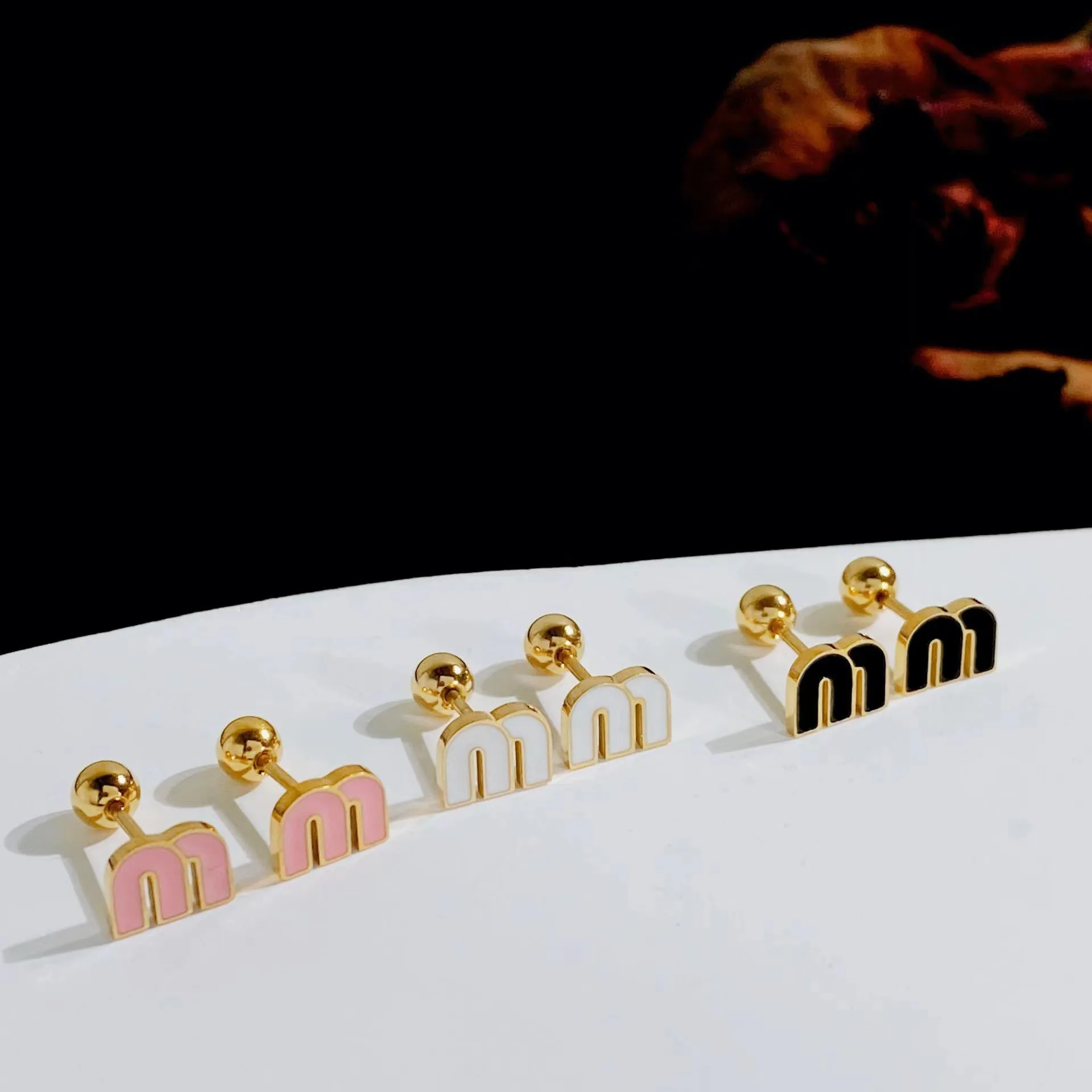 IFYOUOO Stainless Steel Letter M Stud Earrings for Women Fashion Jewelry Delicate Cute Tiny Earrings Gift image 5