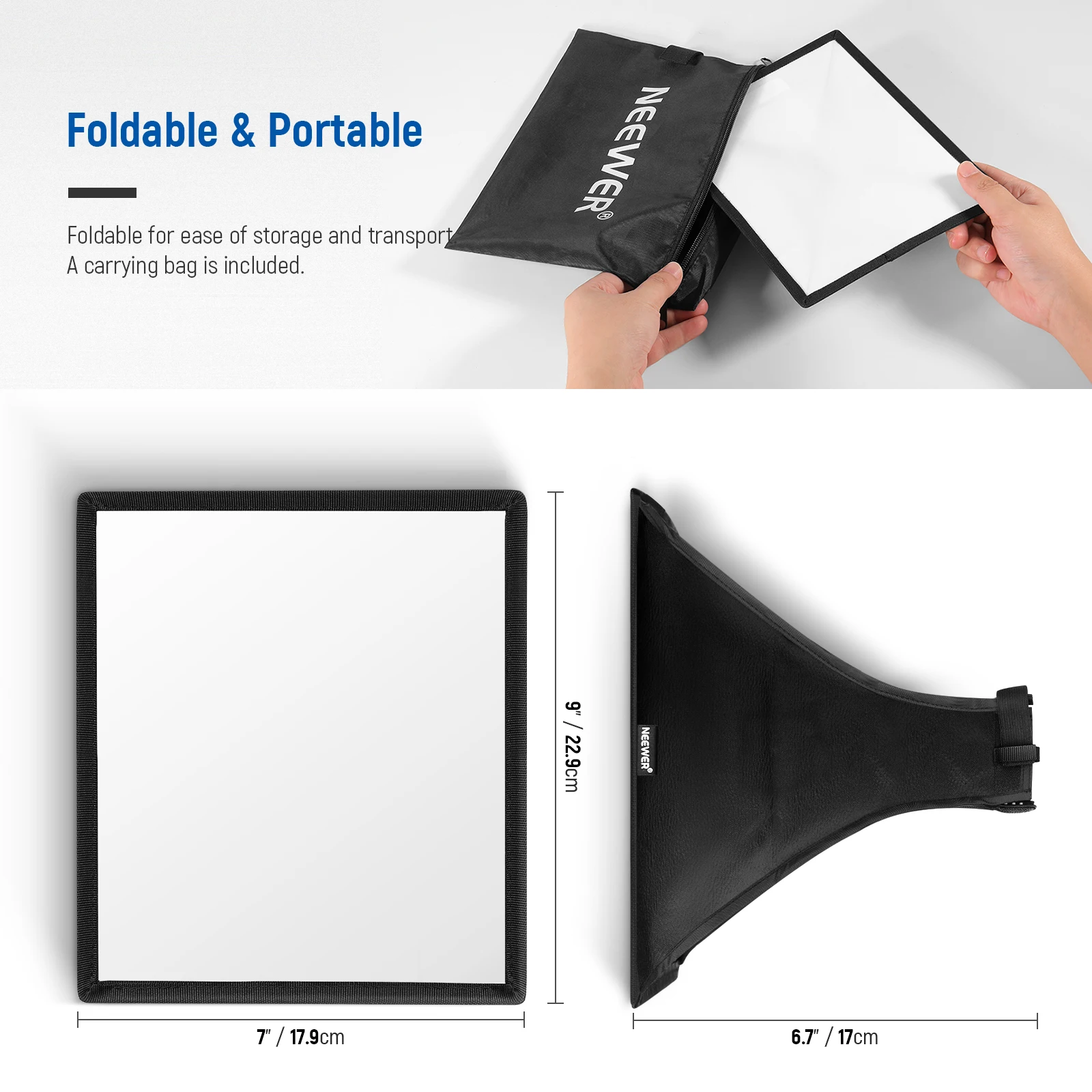 Neawer Universele Flitser Diffuser Licht Softbox 5 "X 4" Inklapbaar Met Opbergtas Compatibel Met Canon Nikon Sony