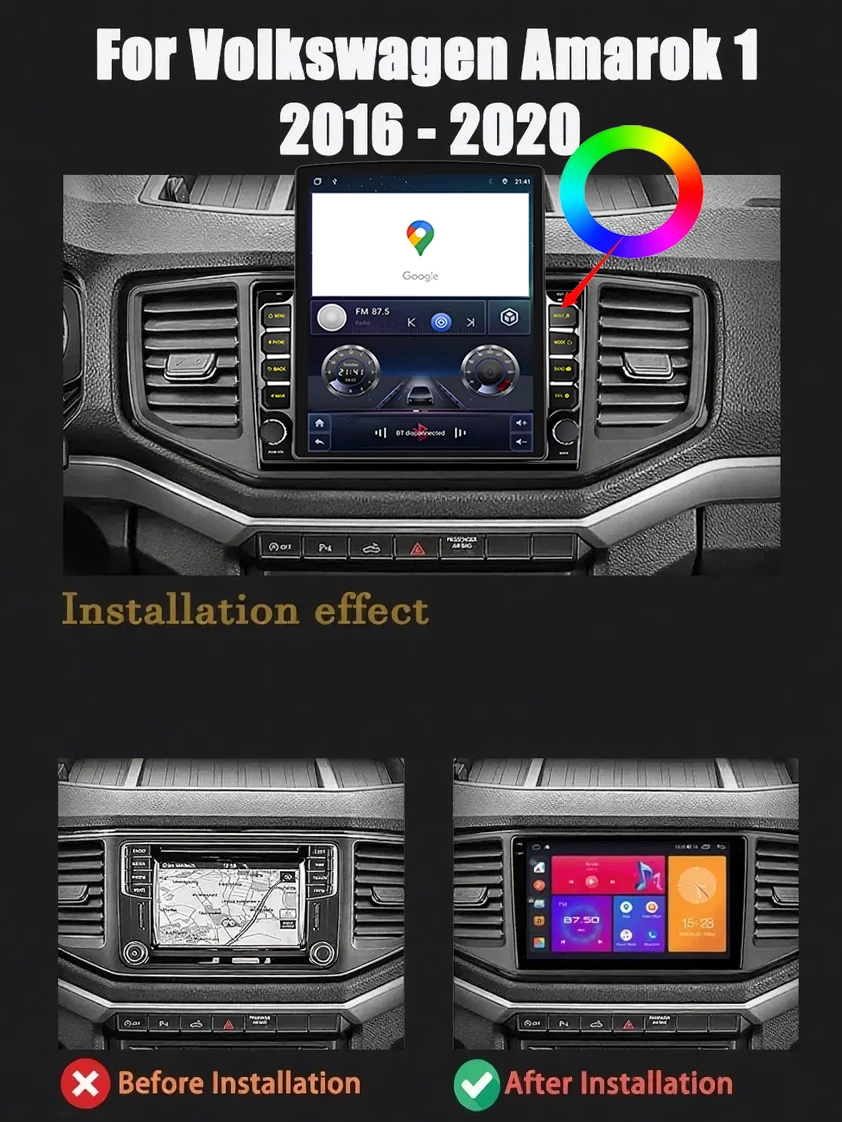 Android 15 Car For Volkswagen Amarok 1 2016 - 2020 GPS Navigation High-performance CPU DVD Player Car Stereo Head Unit Screen BT
