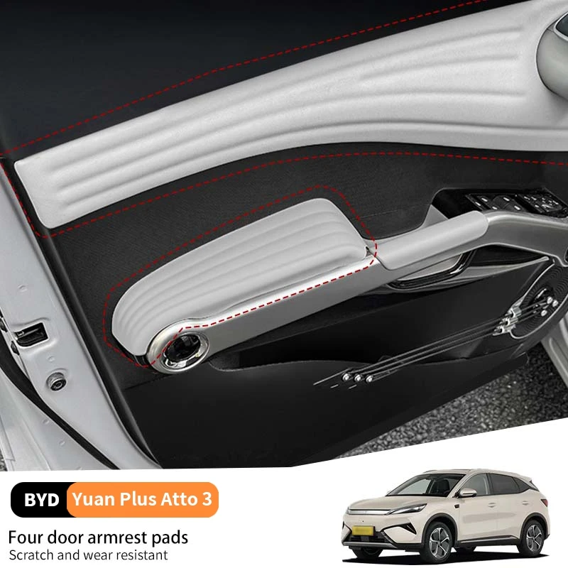 

For Byd Yuan Plus Atto 3 2022-2025 Car Four Door Armrest Pads Silicone Waterproof Anti-slip Mat Scratch Wear-Resistant Interior